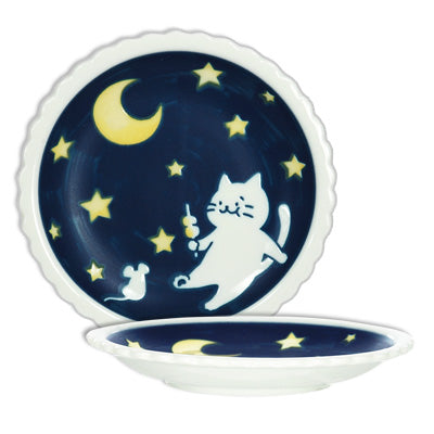 Cat And Moon Round Saucer 4"