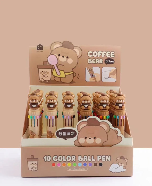 Coffee Bear 10 Colors Ball Pen