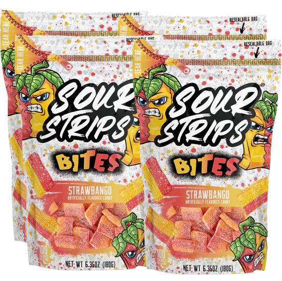 Actual Candy Sour Strips Bites Strawbango