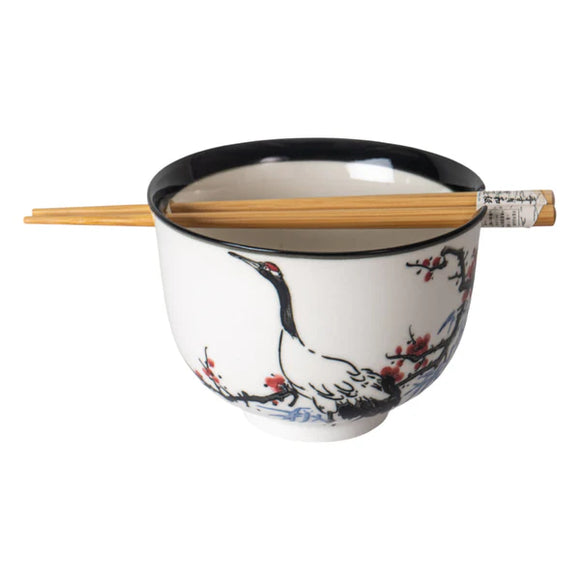 Bowl with Chopsticks Ume Crane