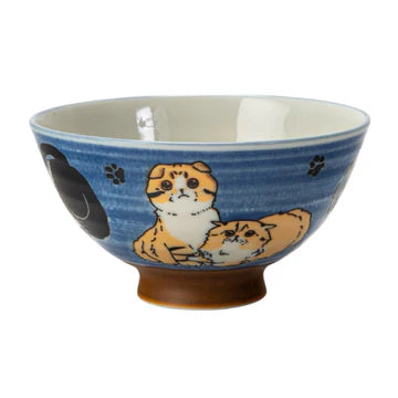 Rice Bowl Cats Blue