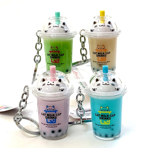 Boba Cat Milk Key Ring