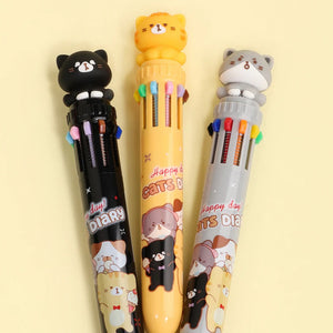Cat Diary 10 Colors Ball Pen