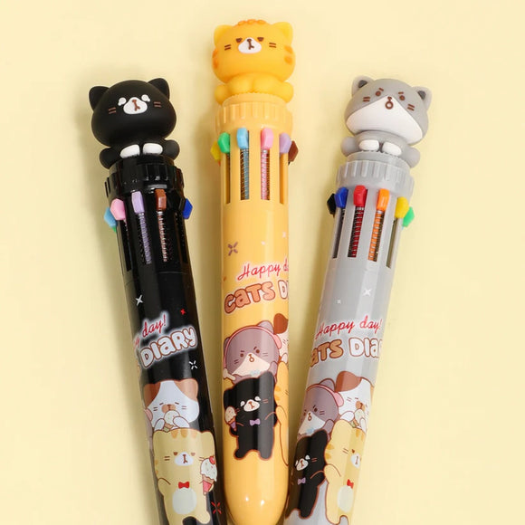Cat Diary 10 Colors Ball Pen