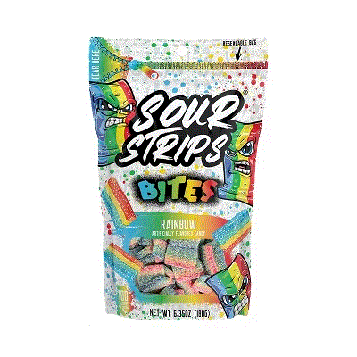 Actual Candy Sour Strips Bites Rainbow