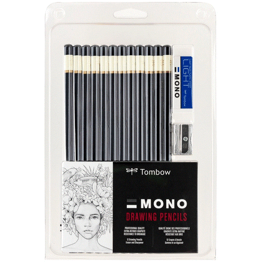 Tombow Drawing Pencil Set | 12 Pencils | Eraser | Sharpener Set