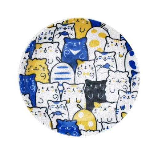 Plate Bunch of Cats Blue