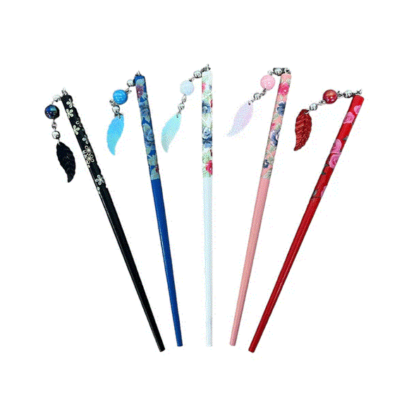 Japanese Floral Hair Sticks With Beads
