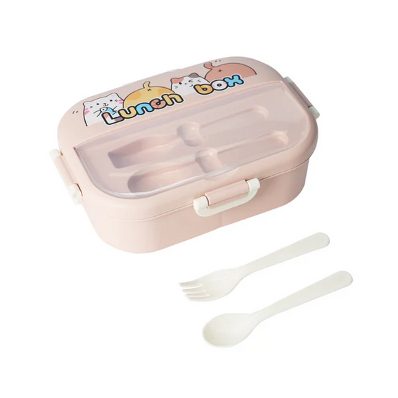 Lunch Box with Fork and Spoon Cat