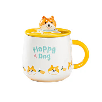 Mug Lid and Spoon Shiba Happy 14oz