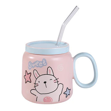 Mug Lid and Straw Sweet Bunny 14oz