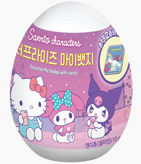 Sanrio Character Pins Badge Random Egg with Candy