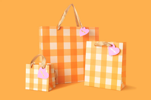 Orange Gingham Gift Bag Medium