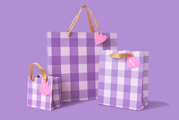 Purple Gingham Gift Bag Medium