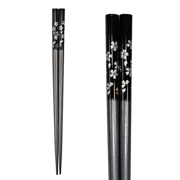 Chopsticks Wooden Sakura Black and Silver
