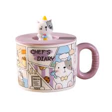 Mug w/ Lid Comic Cat 12oz