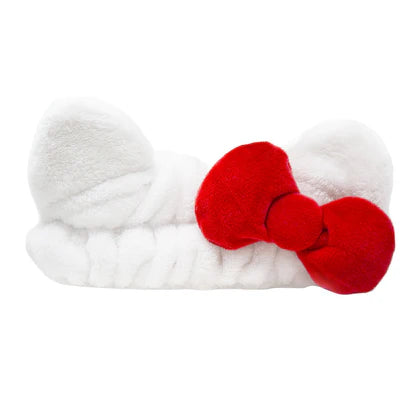 TCS SANRIO Hello Kitty Plush Spa Headband with Hello Kitty's Signature Bow - Winter Cutie