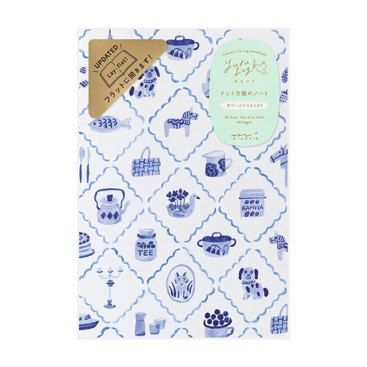 Midori Yuru Log Notebook | B6 | Dot Grid | 5mm | 80 Pages | Blue Nordic