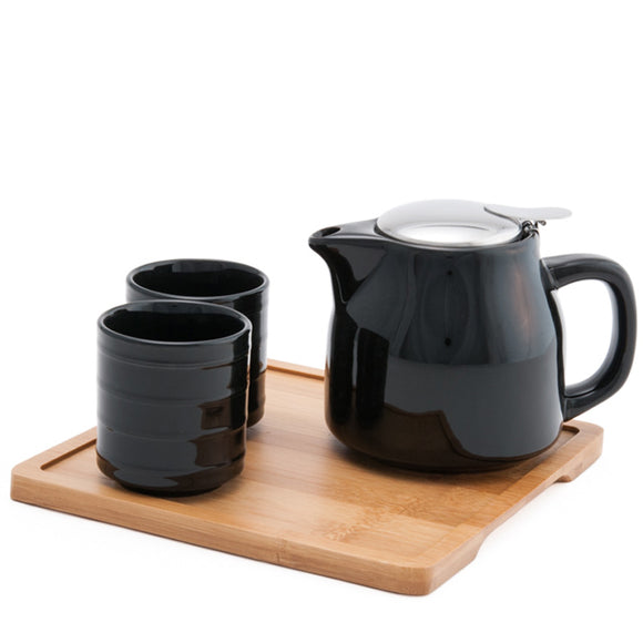 Tea Pot Ceramic Set with Tray 20oz