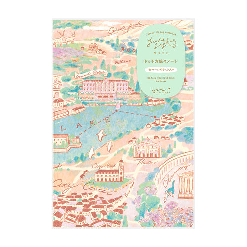Midori Yuru Log Notebook | B6 | Dot Grid | 5mm | 80 Pages | Travel & Hotel