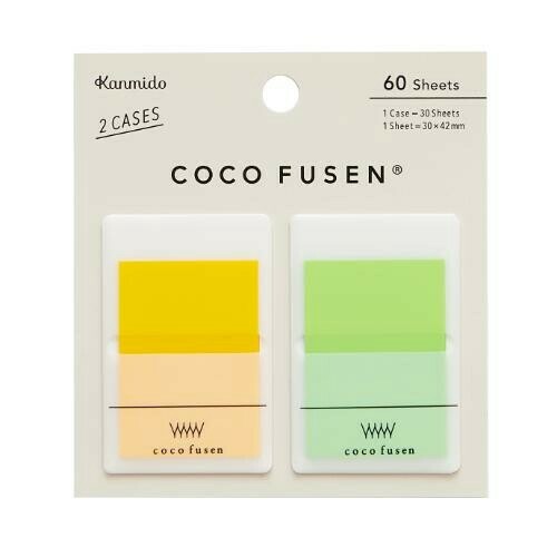 Kanmido Coco Fusen Sticky Notes | 2 Cases | 60 Sheets | 30 x 42mm