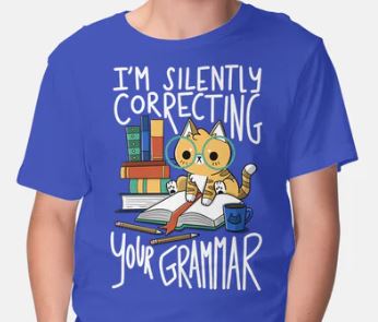 Cat Grammar Blue T-Shirt