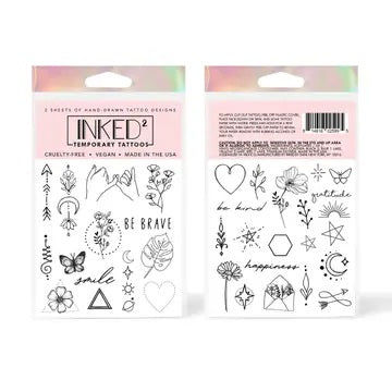 INKED Temporary Tattoo 2 Sheets Pack