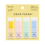 Kanmido Coco Fusen Sticky Notes | 4 Cases | 120 Sheets | 12 x 42mm
