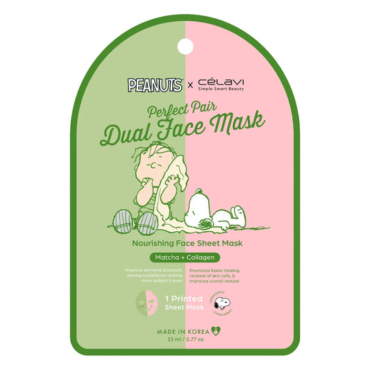 Celavi Peanuts Dual Face Mask 1pc (Matcha & Collagen)