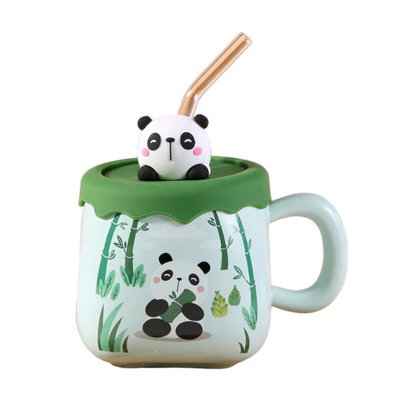 Mug with Lid and Straw Panda 12.8oz
