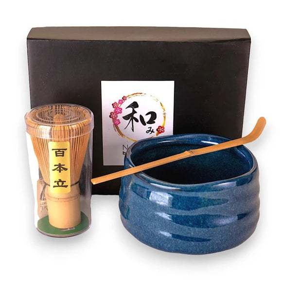 Matcha Bowl Set Blue 21oz 4.5
