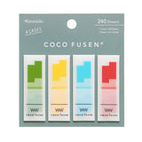Kanmido Coco Fusen Sticky Notes | 2 Cases | 120 Sheets | 6 x 42mm | 4 Colors