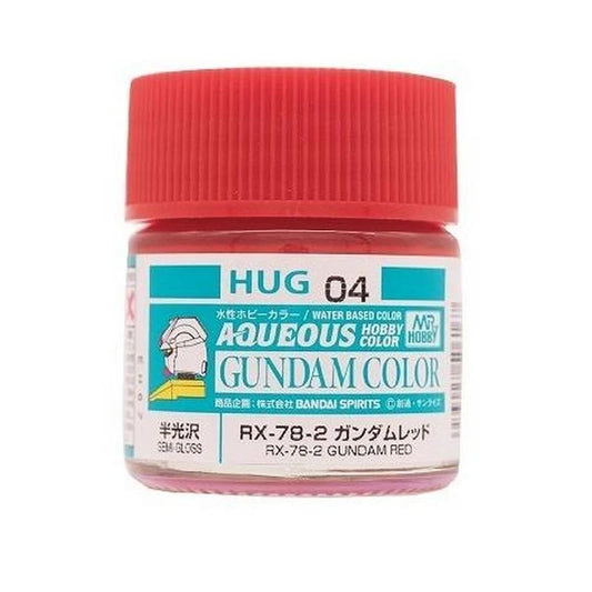 GSI Creos Mr. Hobby | Aqueous Gundam Color | Acrylic Paint | 10ml Bottle | HUG04 Gundam Red RX-78-2 Semi Gloss