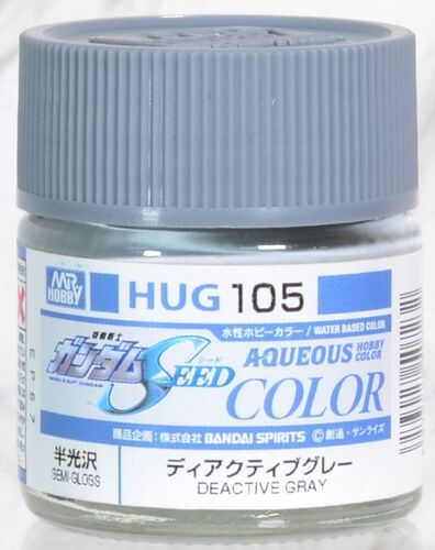 GSI Creos Mr. Hobby | Aqueous Gundam Color | Acrylic Paint | 10ml Bottle | HUG105 Gundam Seed Deactive Gray Semi Gloss