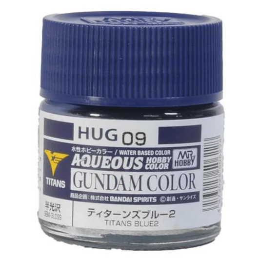 GSI Creos Mr. Hobby | Aqueous Gundam Color | Acrylic Paint | 10ml Bottle | HUG09 Gundam Titans Blue 2 Semi Gloss