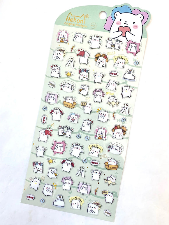 Nekoni White Polar Bear Stickers
