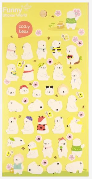 Funny Sticker Cozy Bear