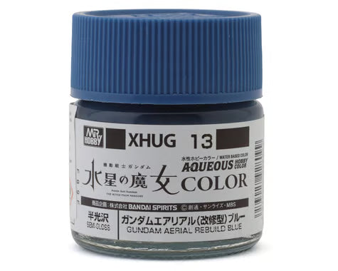 GSI Creos Mr. Hobby | Aqueous Gundam Color | Acrylic Paint | 10ml Bottle | XHUG13 Gundam Aerial Rebuild Blue
