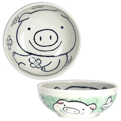 Bowl 5.5x2” Green Pig