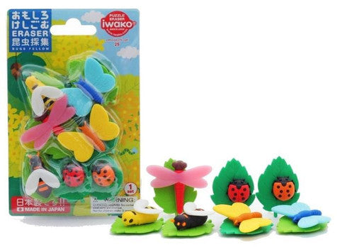 IWAKO Blister Pack Bugs Erasers