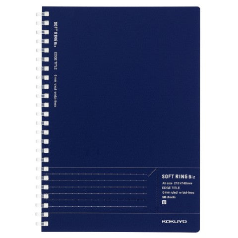 Kokuyo Soft Ring Notebook A5 50 Pages Dotted Navy