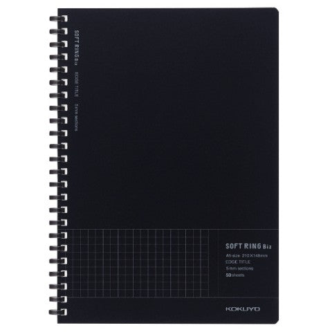 Kokuyo Soft Ring Notebook A5 50 Pages Grid Black