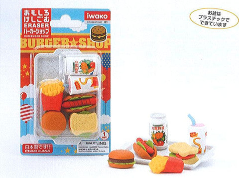 IWAKO Blister Pack Burger Shop Erasers