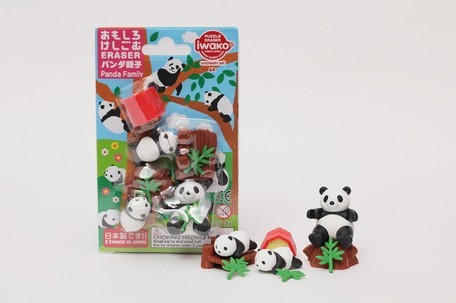 IWAKO Blister Pack Panda Erasers