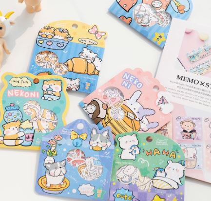 Nekoni 6 Designs Stickers 36 piece