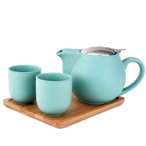 Tea Pot Ceramic Set with Tray
