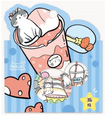 Nekoni 6 Designs Stickers 36 piece